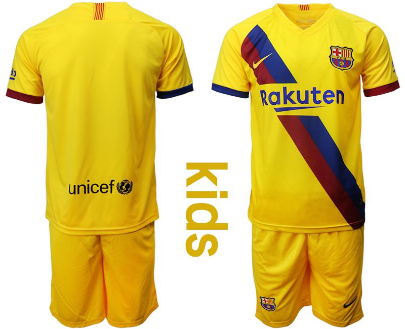 Youth 2019-2020 club Barcelona away yellow Soccer Jerseys